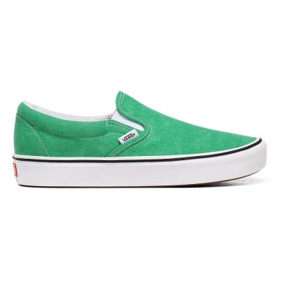Vans Washed Canvas ComfyCush Slip-On - Kadın Slip-On Ayakkabı (Yeşil)